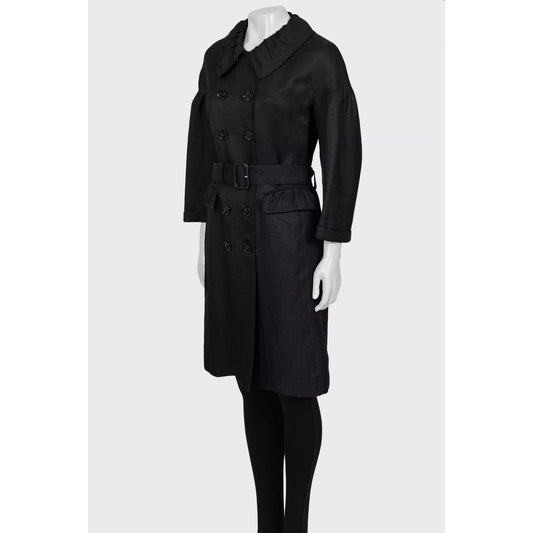 Burberry Black Fitted Trench Coat - Size L (IT44) Pre-owned