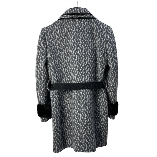 Fendi  Double-Breasted  Mink Sleeves Belted Coat Sz.42 Pre-owned