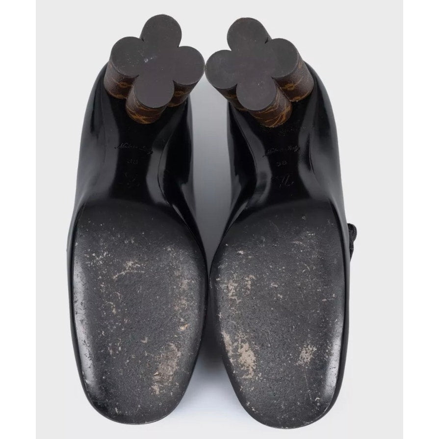 Louis Vuitton Black Leather Pumps Sculpted Heel Sz. 38 Pre-owned