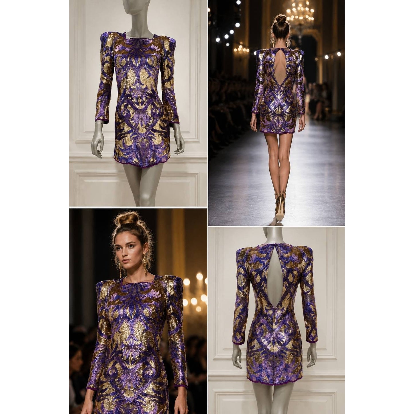 Balmain Embellished Silk Sequin Mini Dress FR 38 Pre-owned