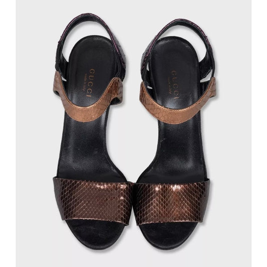 Gucci Textured Leather Sandals Sz.38 Pre-owned