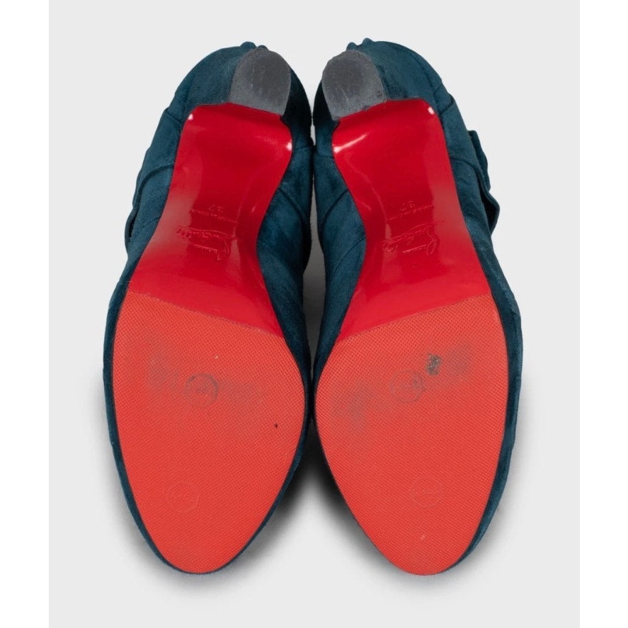 Christian Louboutin Light Blue Suede Ankle Boots Size 37 Pre-owned