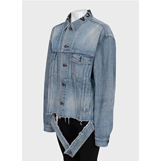 Balenciaga Oversize Denim Logo Blue Jacket Size 36/S pre-owned