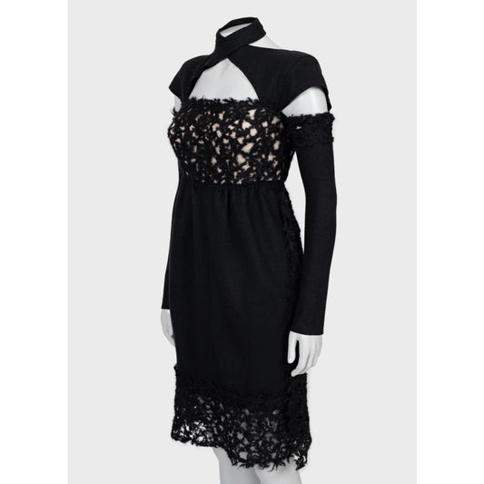 Fendi Black Wool Detachable Sleeves l Dress Sz/40/S Pre-owned