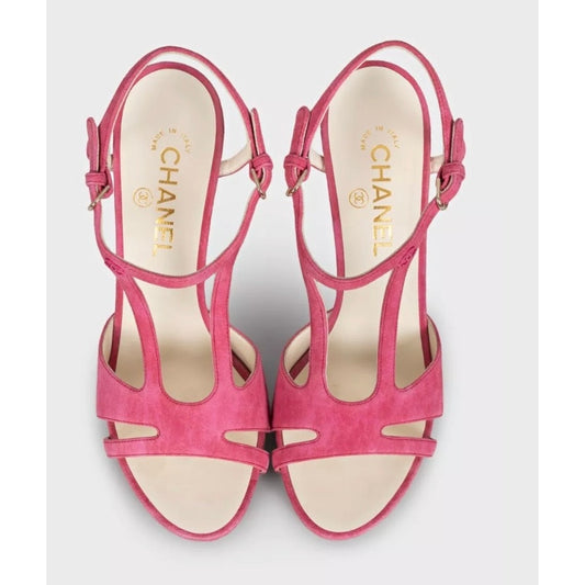Chanel Pink Suede High Heel Sandals - Size 39 Pre-owned