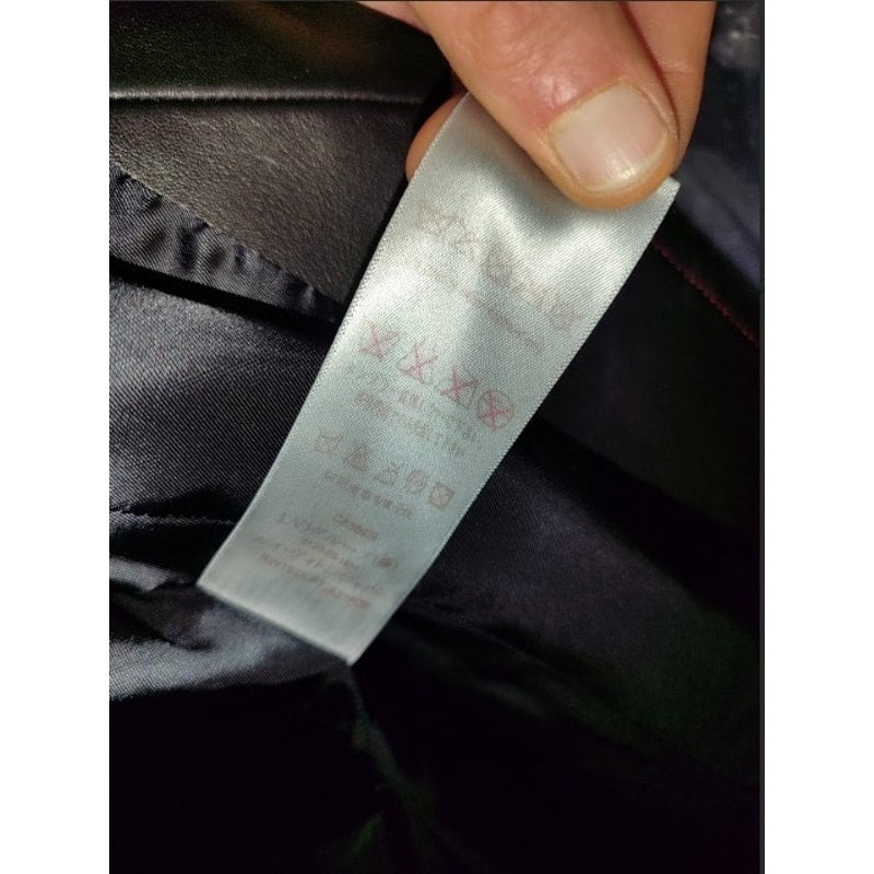 Louis Vuitton BlackLeather Collar Jacket Sz. S Pre-owned