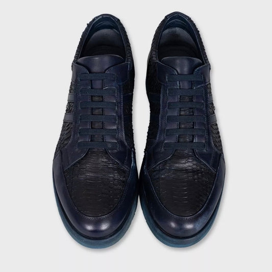 Zilli Blue Lambskin Leather Sneakers EU43.5 Pre-owned