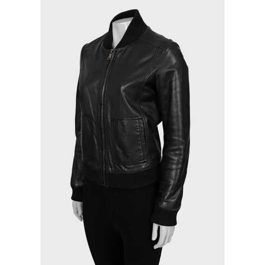 Dolce & Gabbana Black Leather Bomber Jacket - IT38/XS pre-owned