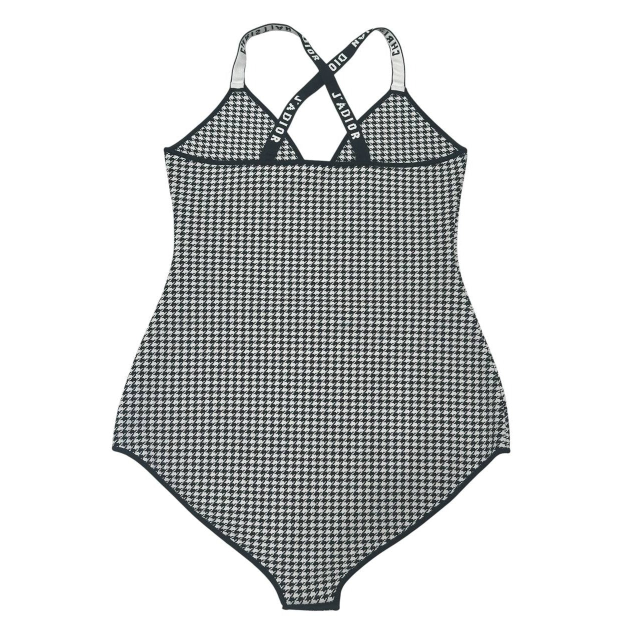 Elegant Christian Dior Houndstooth Bodysuit - Size M Pre-owned