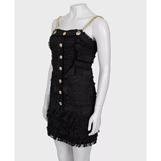 Balmain Black Gold Straps Dress  Sz.S Pre-owned