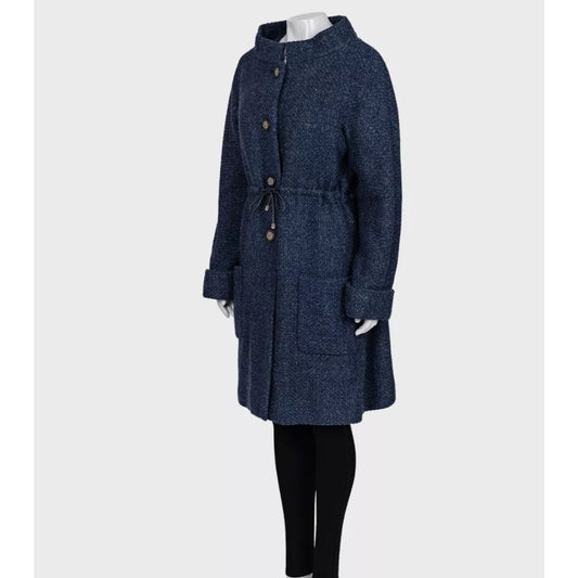 Chanel Blue Wool  Fall 2012 Collection  Coat SzFR40 Pre-owned