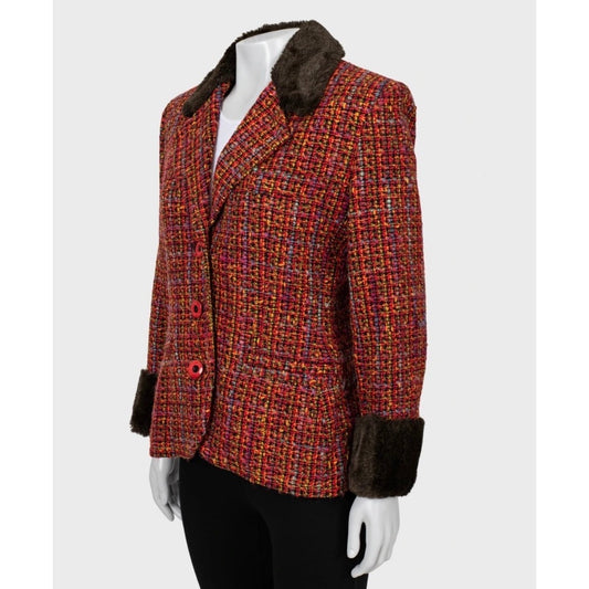 Saint Laurent Vintage Multicolor Tweed Jacket - 42/ XL pre-owned
