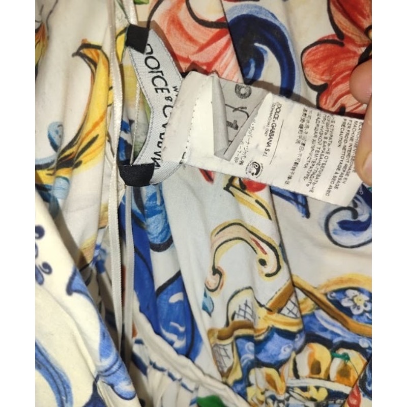 Dolce & Gabbana White Majolica Print Sundress Sz.42 Pre-owned