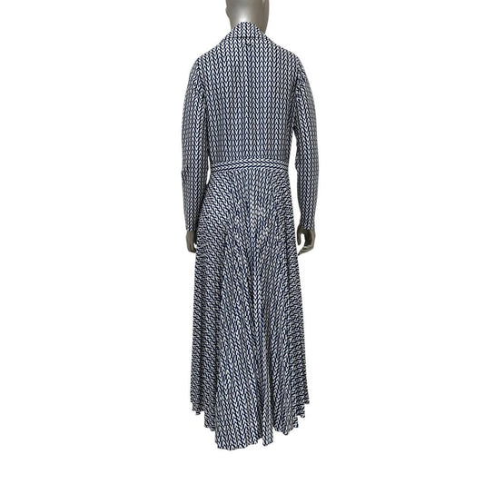 Valentino Blue V-Print Maxi Dress Sz.M Pre-owned
