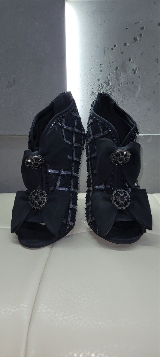 Chanel Multicolor Textile Open Boots Booties Sz.40