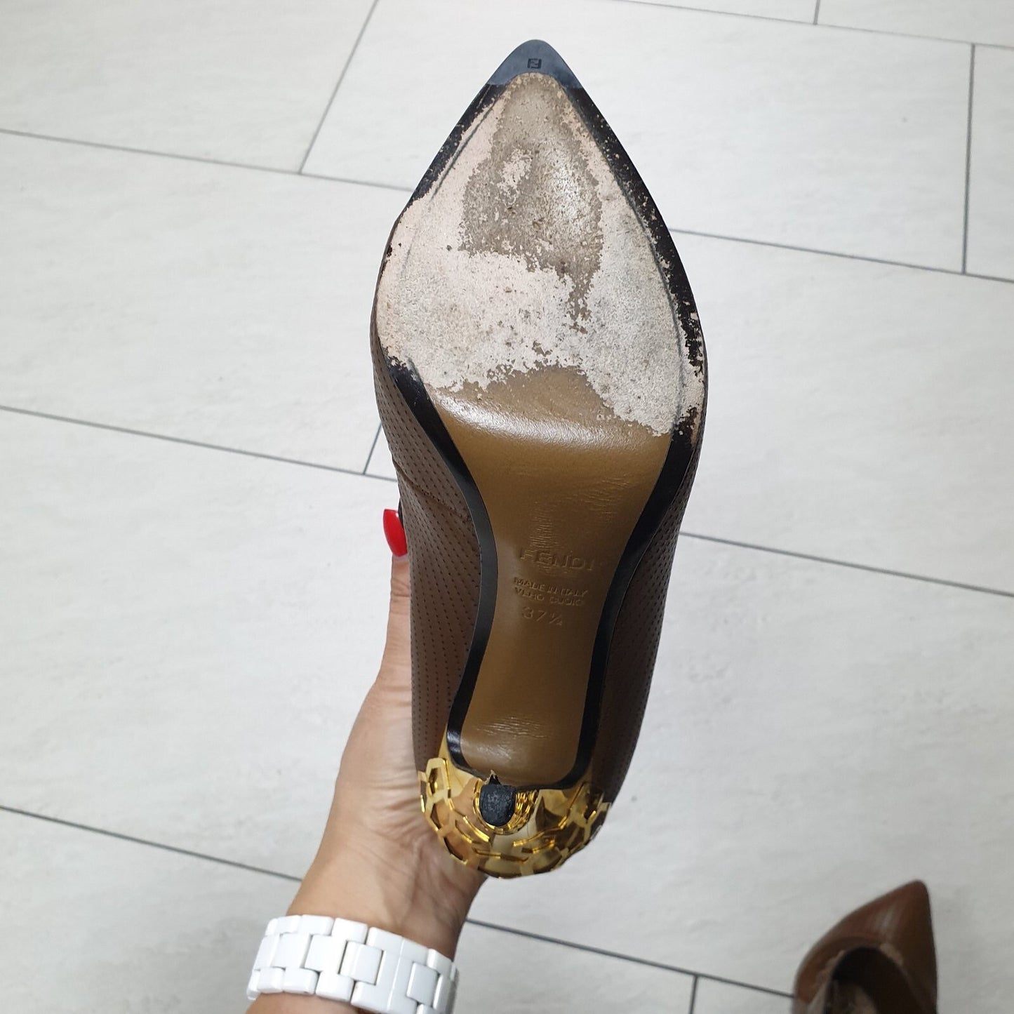 FENDI Brown Fur Heels Sz.37.5