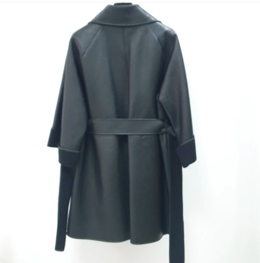 Bottega Veneta Black Leather Coat Sz.38