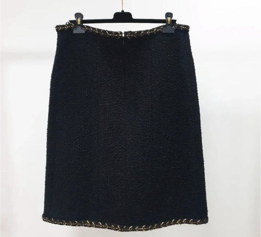 Chanel Black Tweed Skirt Sz. 46