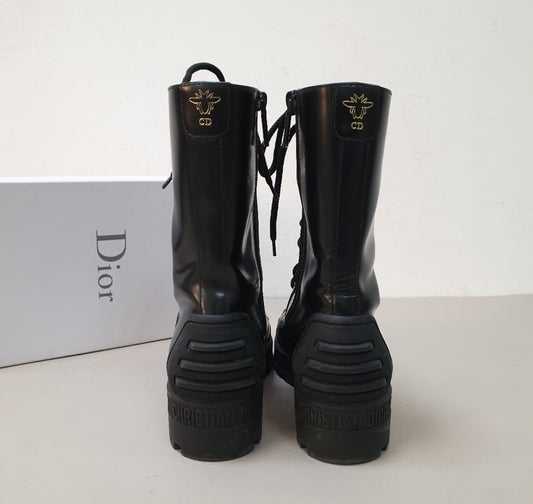 Dior Black Leather Combat Boots sz. 38