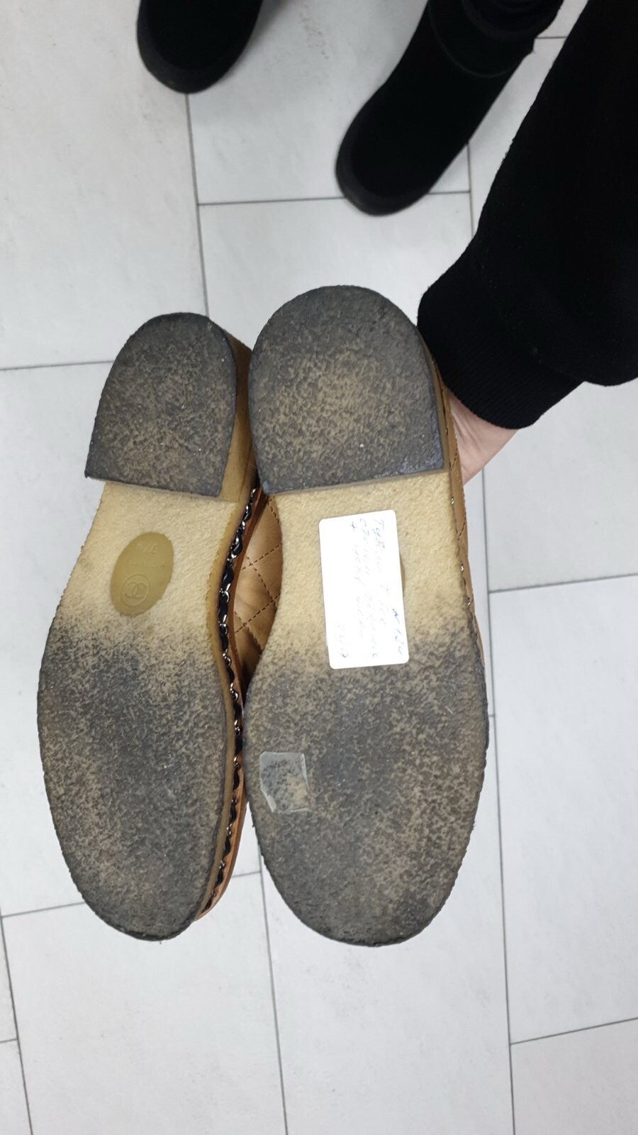 Chanel  Quilted Leather Chain Embellished Cap Toe Oxfords Sz.37.5