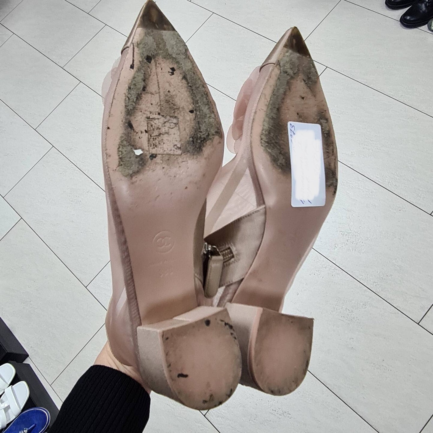 Chanel Pink Mesh and Grosgrain Flower Cap Toe Short Booties sz.38