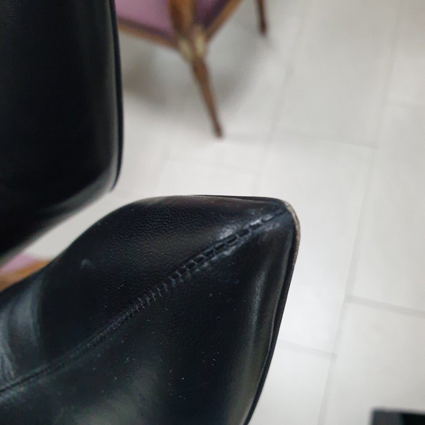 Christian Dior Black Leather Ties Heels Booties sz.39