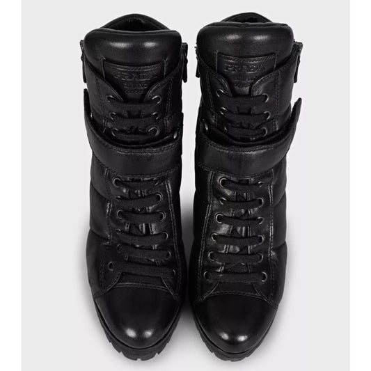 Prada Sport Black Leather Ankle Boots Size 37.5 pre-owned