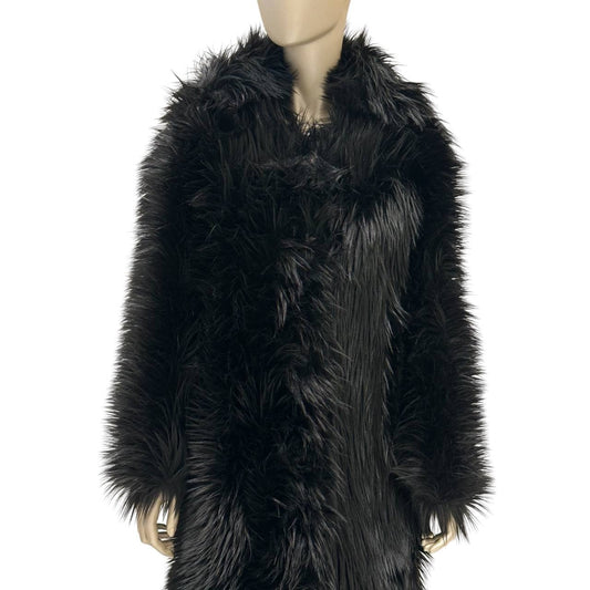 Prada 2011 Black Faux Fur Coat Sz.40 pre-owned