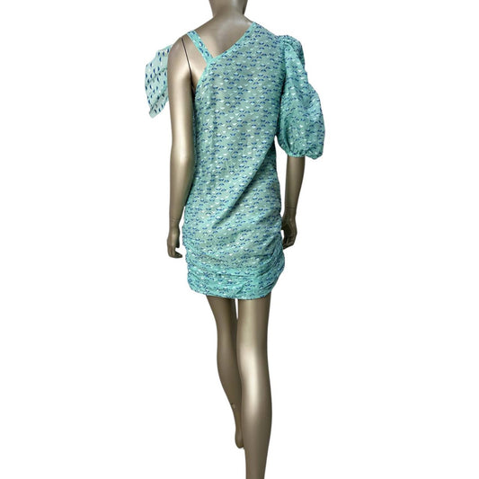 Nadya Dzyak Turquoise Bow Decorative Rings Mini Dress Sz.38 Pre-owned