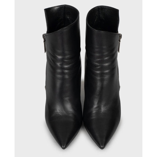 Saint Laurent Niki Leather Wedge Boots - Size 38.5 pre-owned