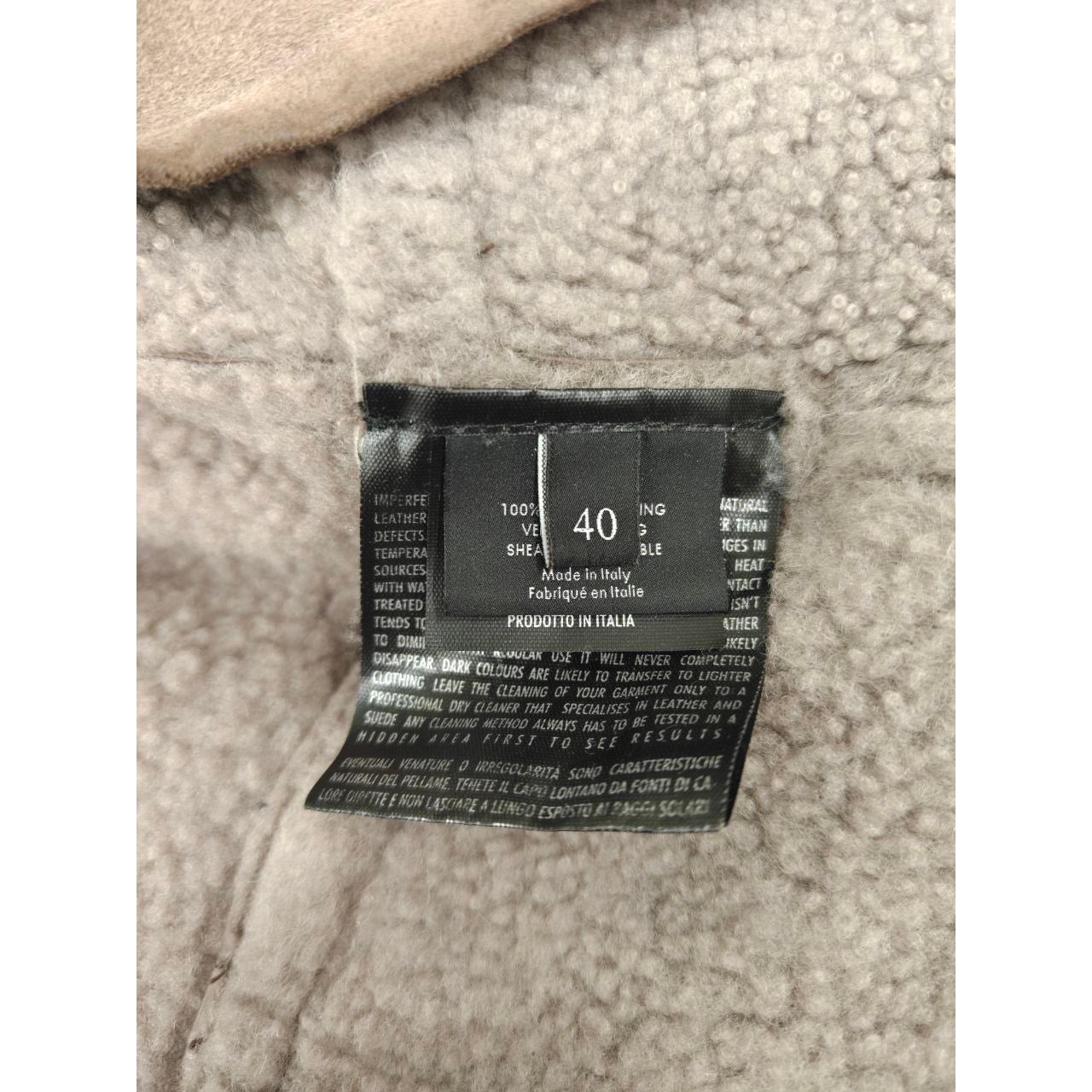 Gucci Cashmere Collar  Belted Shearling Leather Jacket Sz.40 Pre-owned