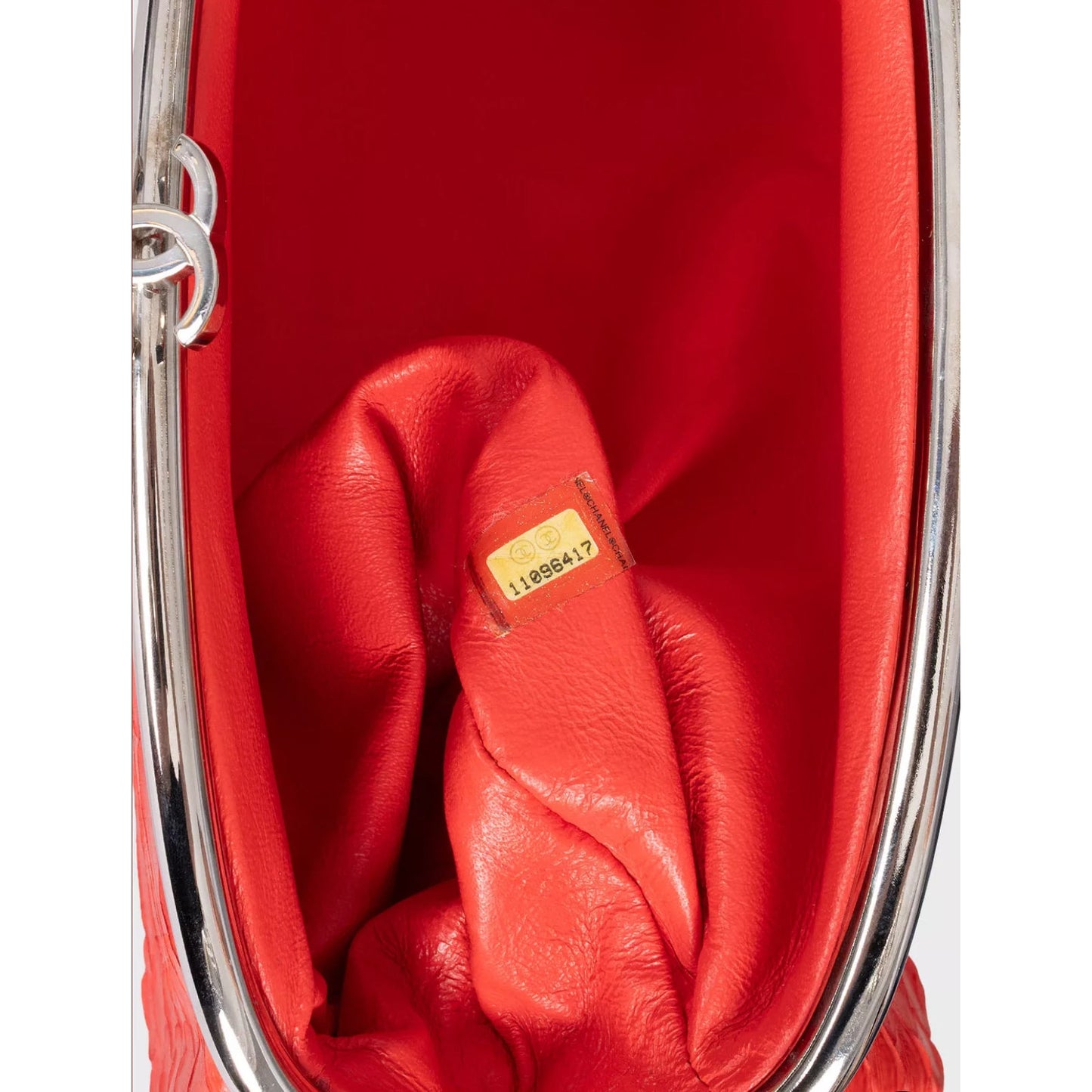 Chanel Red Snakeskin Silver Hardware Clutch Bag Pre-owned