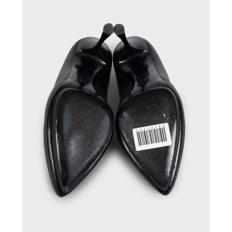 Alexander McQueen Black Leather Pointed-Toe Heels sz.39 Pre-owned