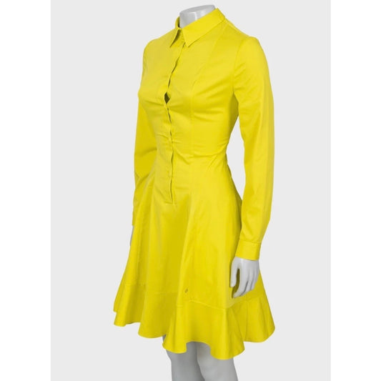 Christian Dior Yellow Cotton Blend Fitted Shirt Dress IT 42/M Pre-owned