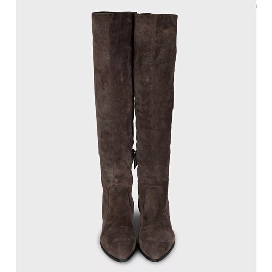 Prada Brown Suede Pointed Toe Zip Boots EU 38 Pre-owned