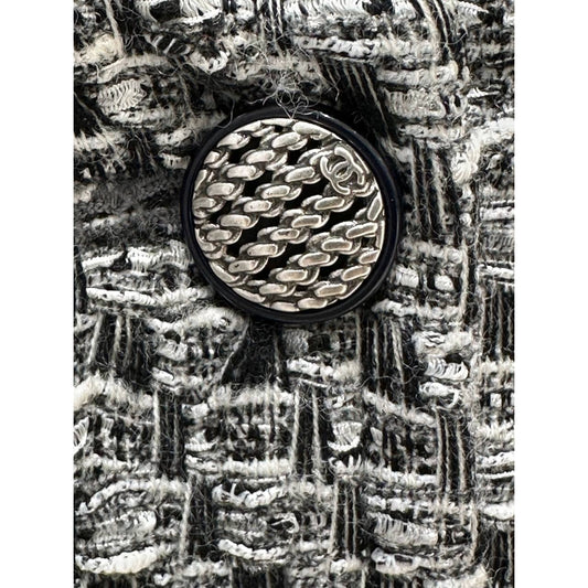 Chanel 2013 Black White Silver Lurex Tweed Jacket - Size S Pre-owned