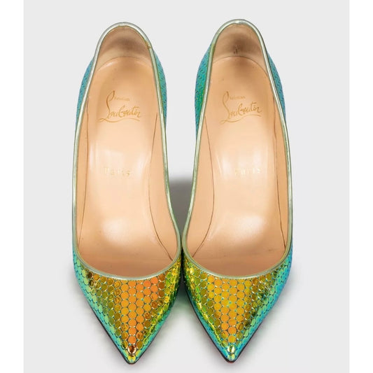 Christian Louboutin Pigalle Green Leather Pumps Sz.37 pre-owned