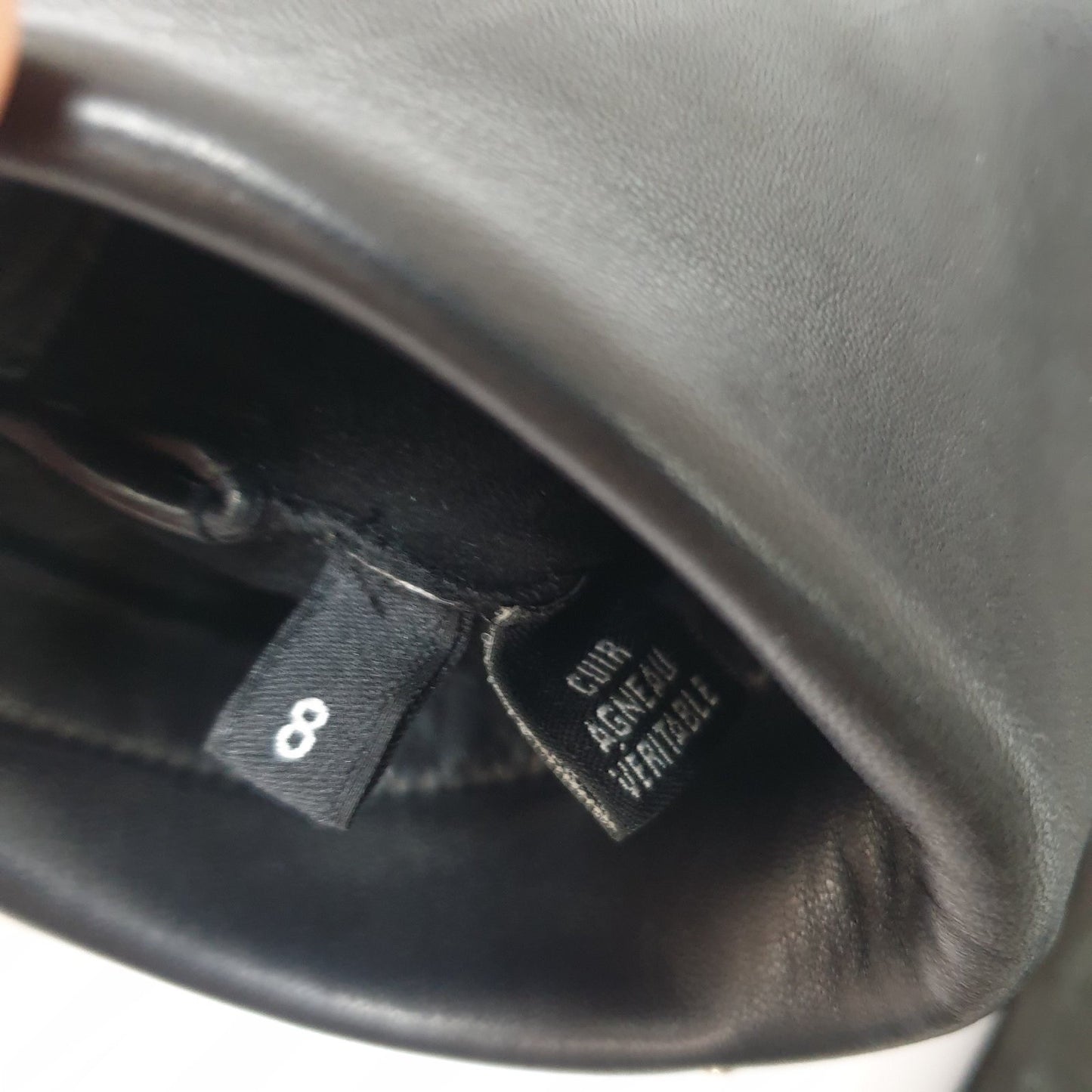 CHANEL Leather Motorcycle Glove Single Right Hand Studded Long Mittens Sz.8