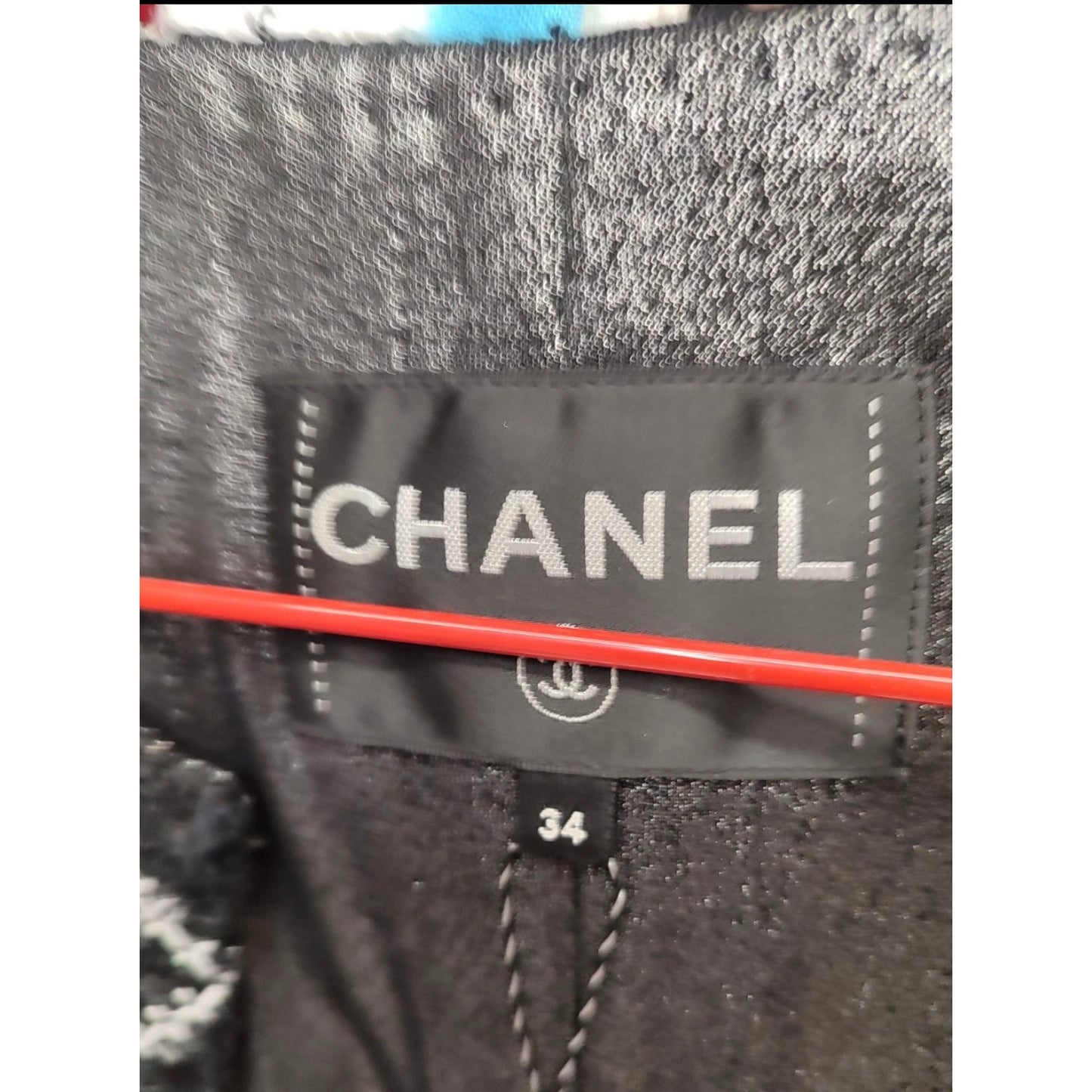 NWOT Chanel Black Printed Coat EU34/XS Pre-owned