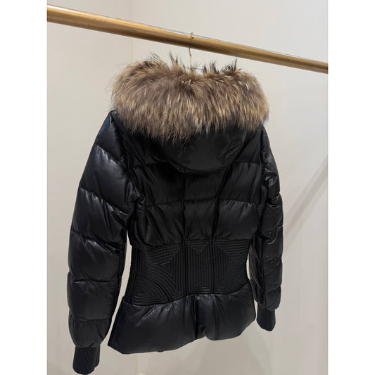 Alexander McQueen Black Leather Puffer Jacket Sz.40 Pre-owned