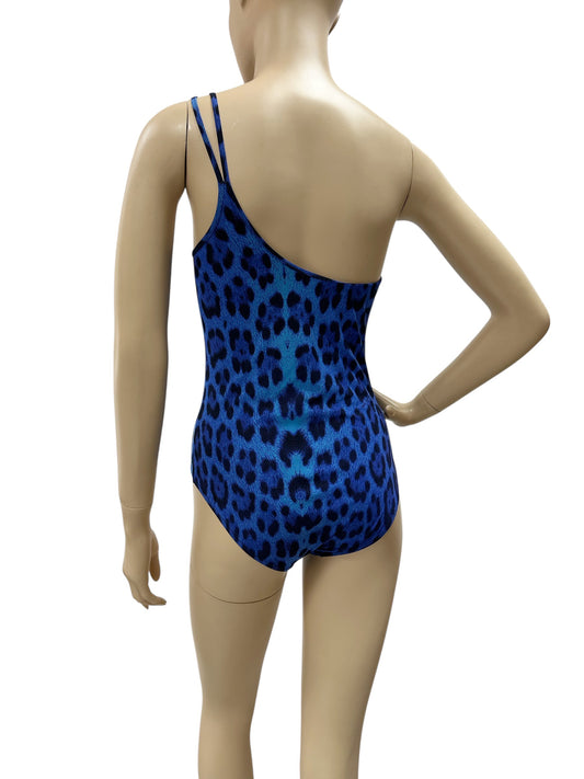 One-shoulder animal print swimsuit