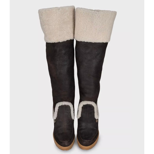 Dior Polaire Chocolate Suede Shearling Boots - Size 40 pre-owned