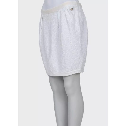 Chic Chanel White Cotton Slim Skirt Sz.40/L pre-owned
