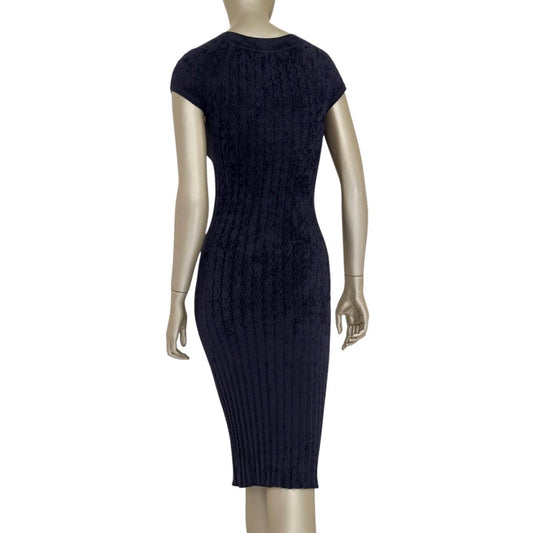 CHANEL Anthracite Grey Viscose Shanghai Knit Dress - Sz 34 Pre-owned