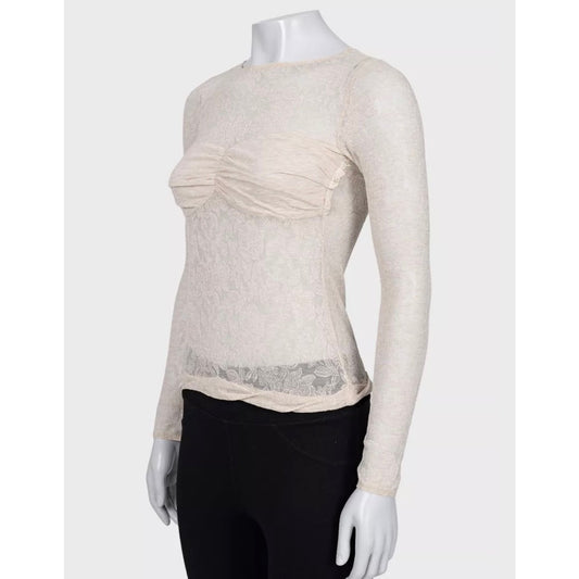 Louis Vuitton Beige Lace Body-Con Top Sz.36 Pre-owned