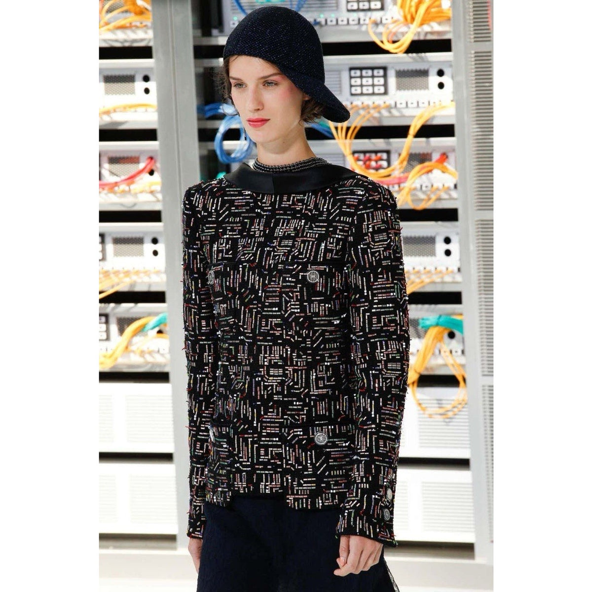 CHANEL FR 44 Black Tweed & Silk Jacket Pre-owned