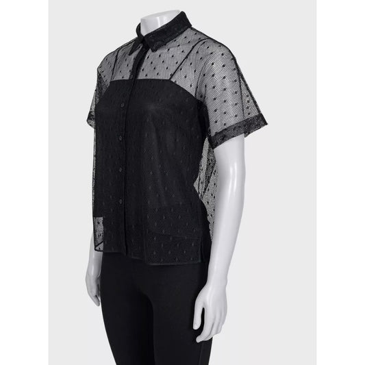 Christian Dior Black Silk Sheer Blouse - Size S Pre-owned