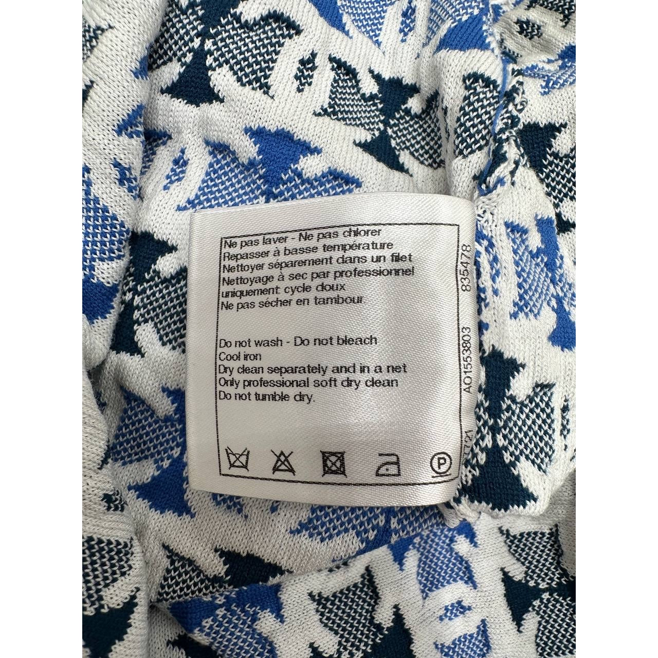 Chanel 2019 Pre-Spring Blue & White CC Logo Knee Skirt Sz 40 pre-owned
