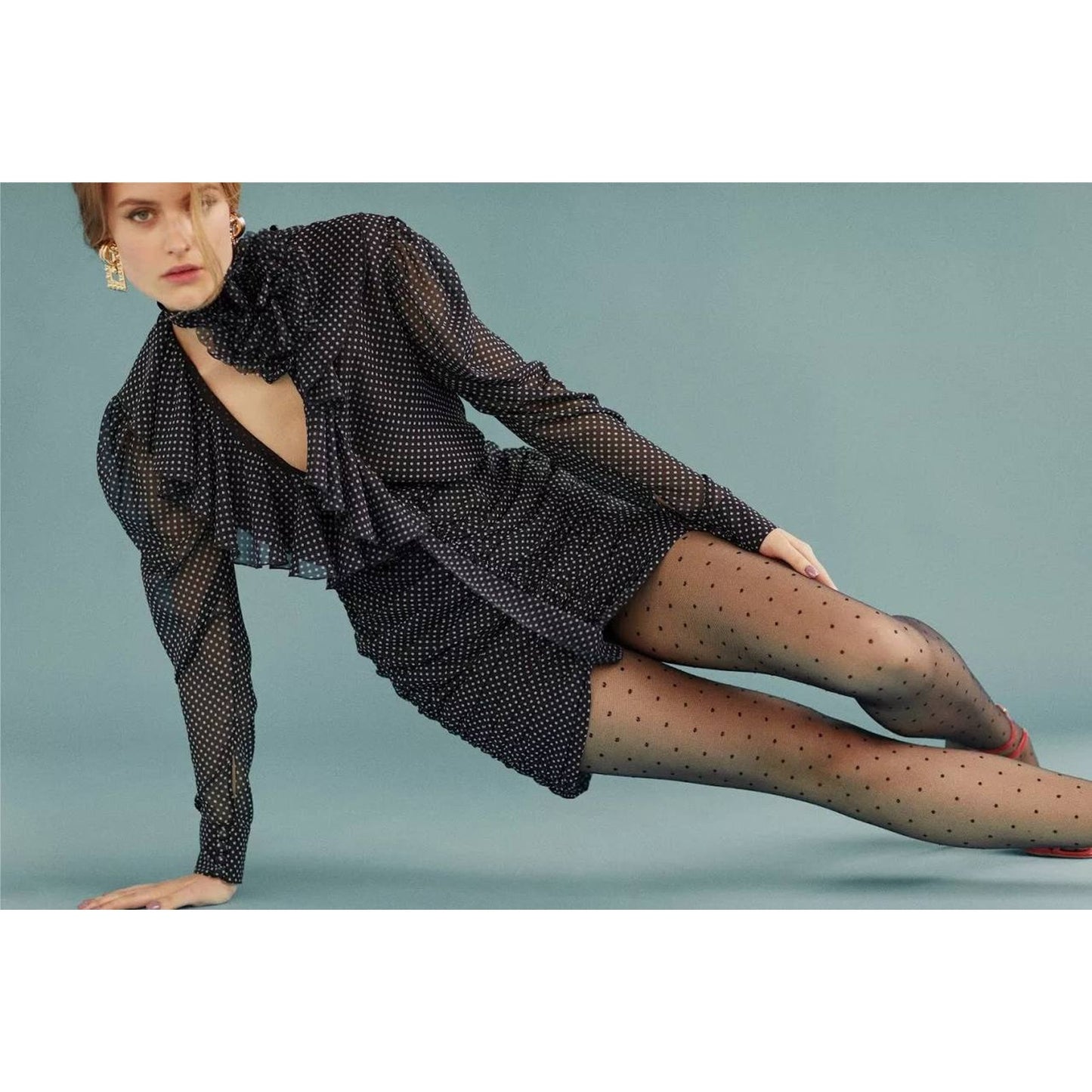 Marianna Senchina Polka-dot Silk Scarf Mini Dress Sz.M Pre-owned