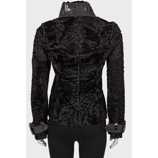 Dolce & Gabbana Brown Shearling Crystals Jacket Sz.40 L Pre-owned